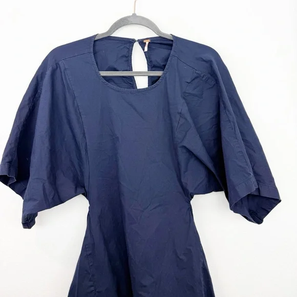 Free People Carmen Tee Navy Blue Midi Dress Open Back Size Medium - Picture 3 of 9